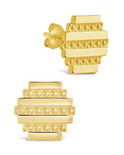 Sterling Forever Sezia Textured Stud Earrings In Gold