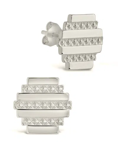 Sterling Forever Sezia Textured Stud Earrings In Silver
