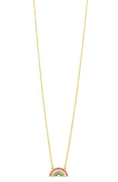 Sterling Forever Shades Of Rainbow Cubic Zirconia Pendant Necklace In Gold