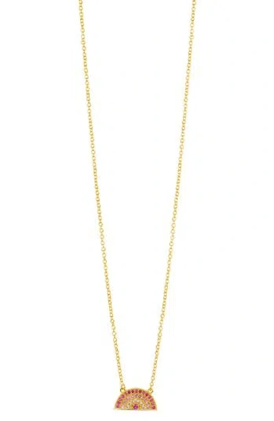 Sterling Forever Shades Of Rainbow Cubic Zirconia Pendant Necklace In Gold