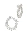 Sterling Forever Shania Cubic Zirconia Frontal Hoop Earrings In Silver