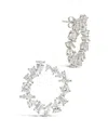 Sterling Forever Shania Cubic Zirconia Frontal Hoop Earrings In Silver