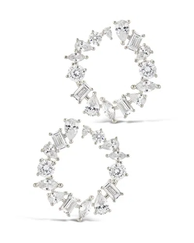 Sterling Forever Shania Cz Circle Stud Earrings In Silver