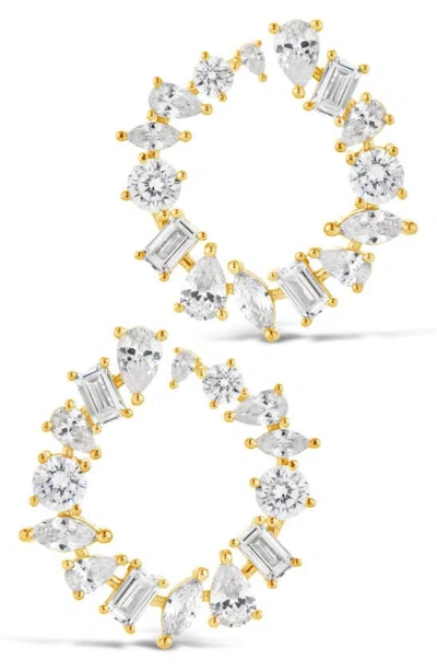Sterling Forever Shania Cz Front Hoop Earrings In Gold