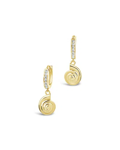 Sterling Forever Shark Eye Micro Hoops In Gold