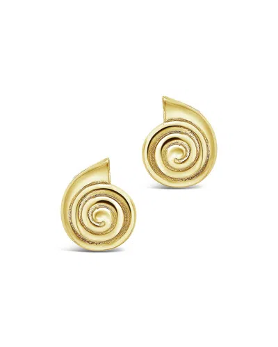 Sterling Forever 14k Plated Shark Eye Studs In Gold