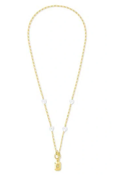 Sterling Forever Shaye Cubic Zirconia Pendant Toggle Necklace In Gold