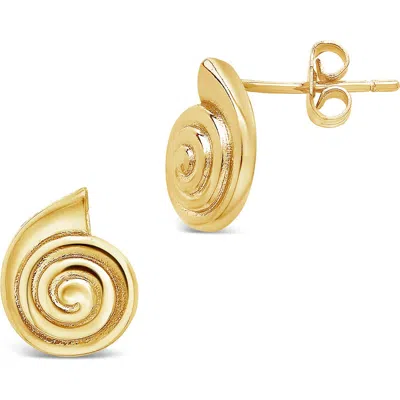 Sterling Forever Shell Stud Earrings In Gold
