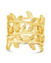 Sterling Forever Shine By  Gold Tone Olive Leaf Statement Ring