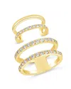 Sterling Forever Shine By  Stackable Cz Open Band & Midi Ring Set In Silver