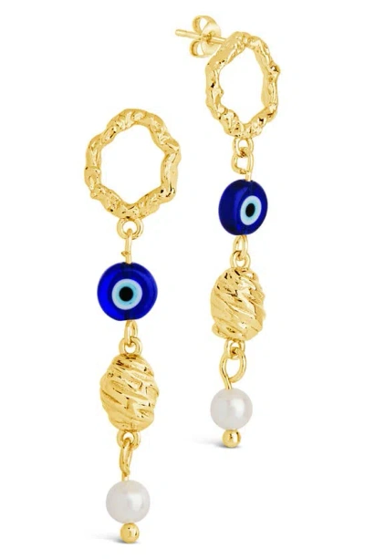 Sterling Forever Sibyl Cultured Pearl Drop Earrings In Brass