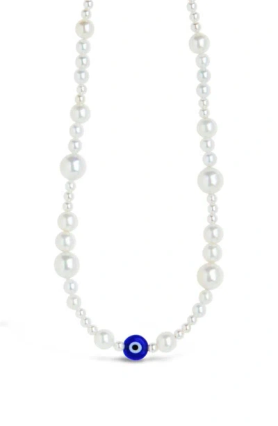 Sterling Forever Sibyl Cultured Pearl Necklace In Silver