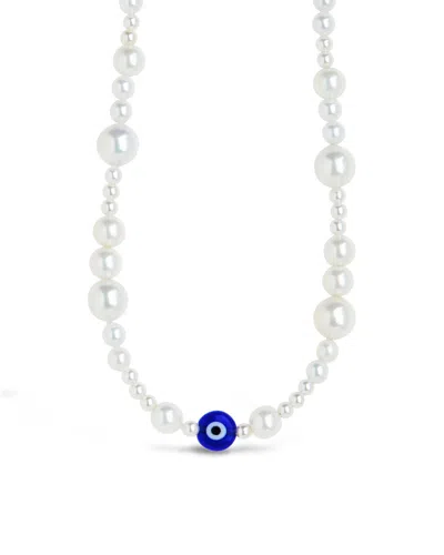 Sterling Forever Sibyl Evil Eye & Pearl Choker Necklace