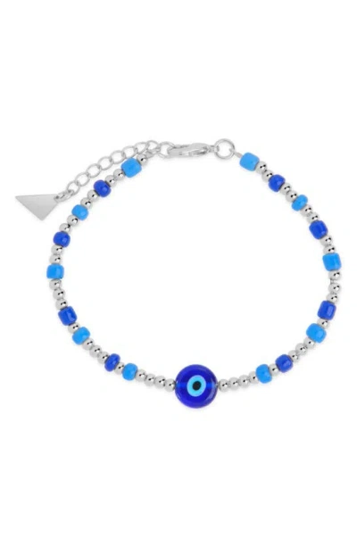Sterling Forever Sybil Beaded Bracelet In Silver/blue