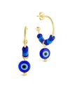 Sterling Forever Sibyl Evil Eye Drop Beaded Hoop Earrings In Blue