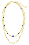 Sterling Forever Sibyl Evil Eye Layered Necklace In Gold