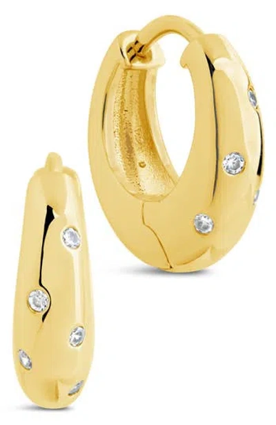 Sterling Forever Sierra Cz Hoop Earrings In Gold
