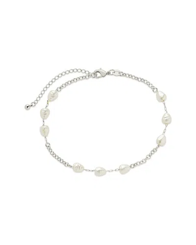 Sterling Forever Silver Allie Stationed Anklet In Gray