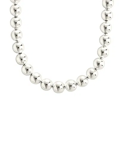 Sterling Forever Silver Basia Dainty Beaded Chain Necklace In Metallic