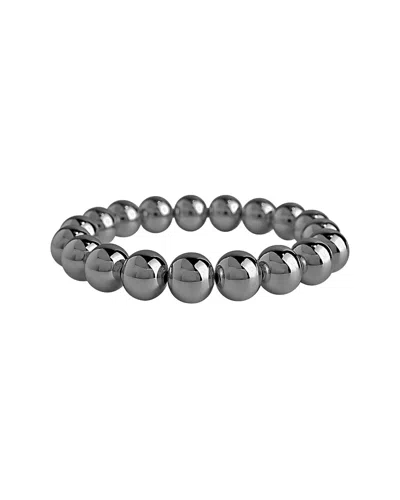 Sterling Forever Silver Beaded Stretch Bracelet In Black