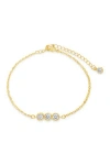 Sterling Forever Silver Bezel Station Bracelet In Gold