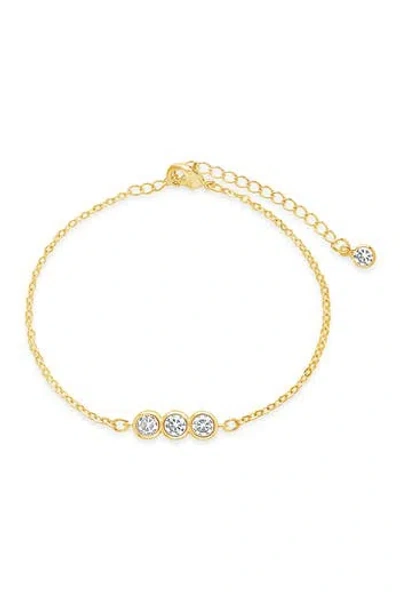 Sterling Forever Silver Bezel Station Bracelet In Gold