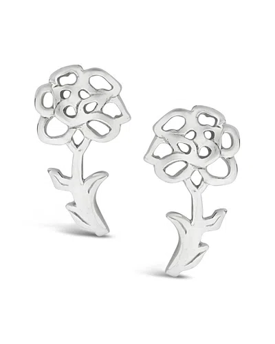 Sterling Forever Sterling Silver Birth Flower Studs In Grey