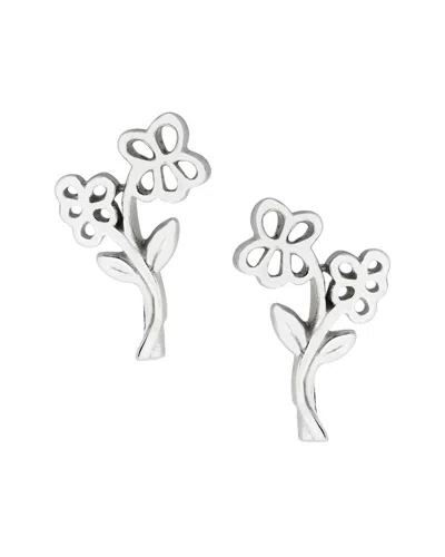 Sterling Forever Silver Birth Flower Stud Earrings In Metallic