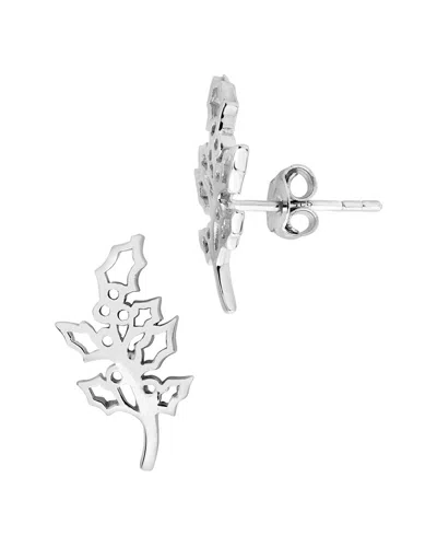 Sterling Forever Silver Birth Flower Stud Earrings In Metallic