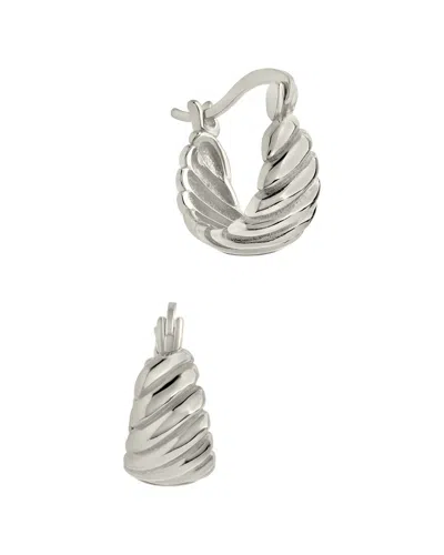 Sterling Forever Silver Croissant Dome Hoops In Metallic