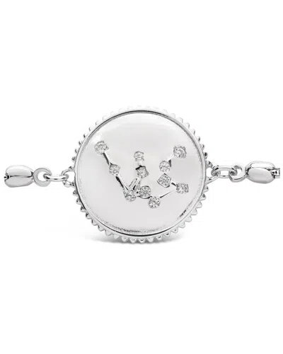 Sterling Forever Silver Cz Aquarius Disc Bolo Bracelet