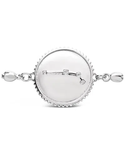 Sterling Forever Silver Cz Aries Disc Bolo Bracelet