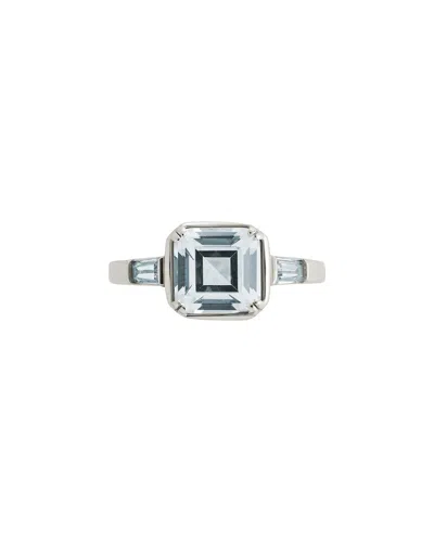 Sterling Forever Silver Cz Asscher Baguette Ring In Metallic