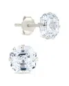 Sterling Forever Silver Cz Asscher Cut Prong Set Stud Earrings