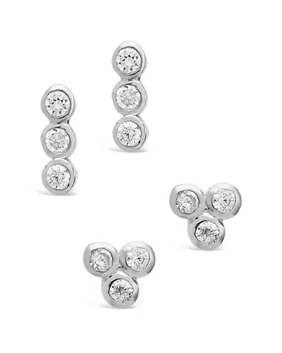 STERLING FOREVER STERLING FOREVER SILVER CZ BEZEL SET EARRINGS