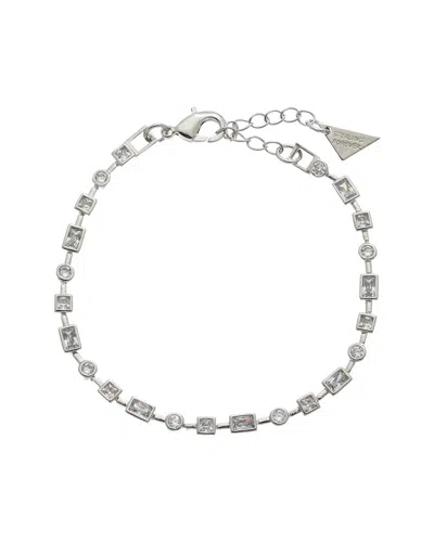 Sterling Forever Silver Cz Camden Staggered Tennis Bracelet In Neutral
