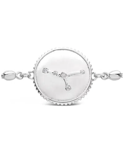 Sterling Forever Silver Cz Cancer Disc Bolo Bracelet