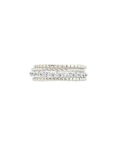 Sterling Forever Silver Cz Cassidy Layered Textured Ring In Gray