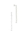 Sterling Forever Silver Cz Chastin Stationed Dangle Stud Earrings