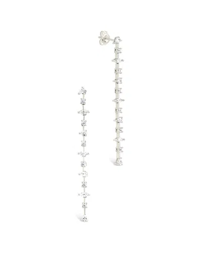 Sterling Forever Silver Cz Chastin Stationed Dangle Stud Earrings In Metallic