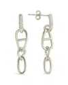 Sterling Forever Silver Cz Chicago Chain Drop Earrings