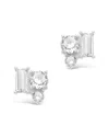 Sterling Forever Silver Cz Cluster Studs