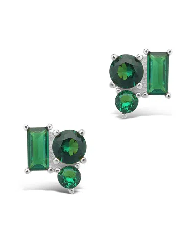 Sterling Forever Silver Cz Cluster Studs