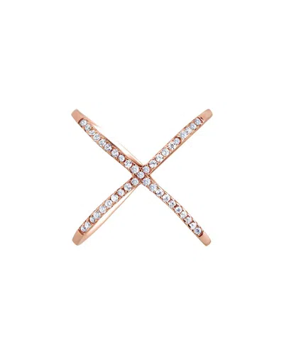 Sterling Forever Silver Cz Criss Cross Ring In Gold