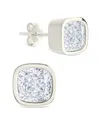 Sterling Forever Silver Cz Cushion Cut Bezel Set Stud Earrings In Metallic