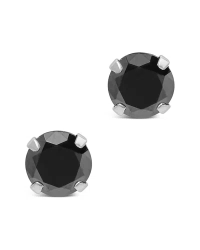 Sterling Forever Sterling Silver 7mm Rainbow Cz Studs In Black