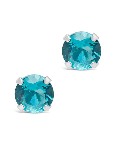 Sterling Forever Sterling Silver 7mm Rainbow Cz Studs In Blue