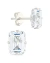 Sterling Forever Silver Cz Emerald Cut Prong Set Stud Earrings