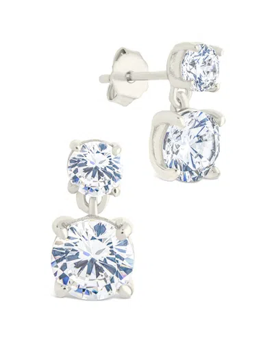 Sterling Forever Silver Cz Galatea Brilliant Cut Stud Earrings In Metallic