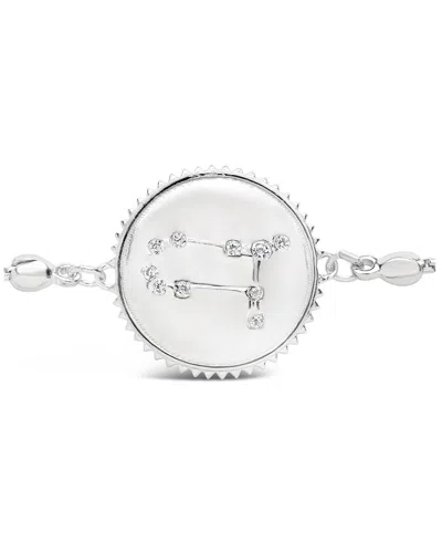 Sterling Forever Silver Cz Gemini Disc Bolo Bracelet